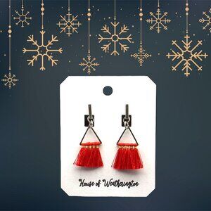 Handcrafted Red Tassel Earrings